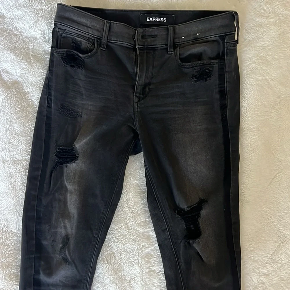 Express Gray Ankle Legging Jeans Mid Rise Size 8 - Picture 4 of 8